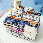 Veste en polar bleue à motifs hivernaux, bébé || Blue patterned vest in fleece, baby