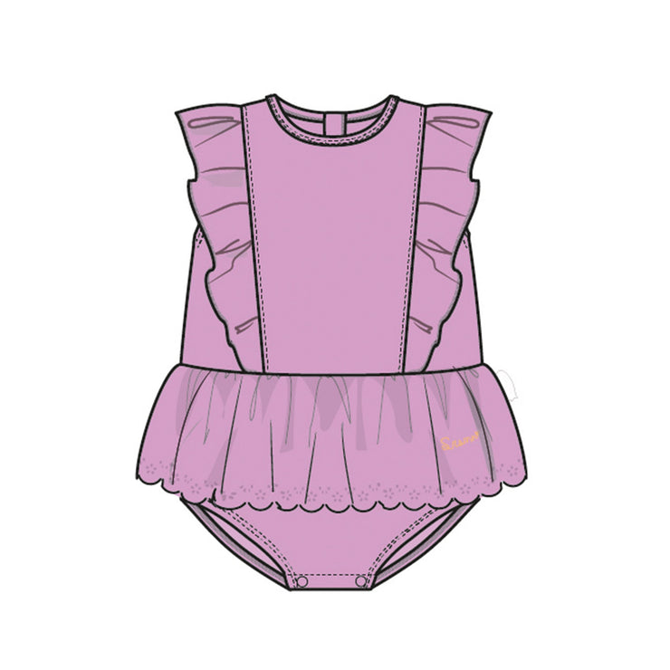 Image du maillot de bain une pièce mauve avec volants, bébé