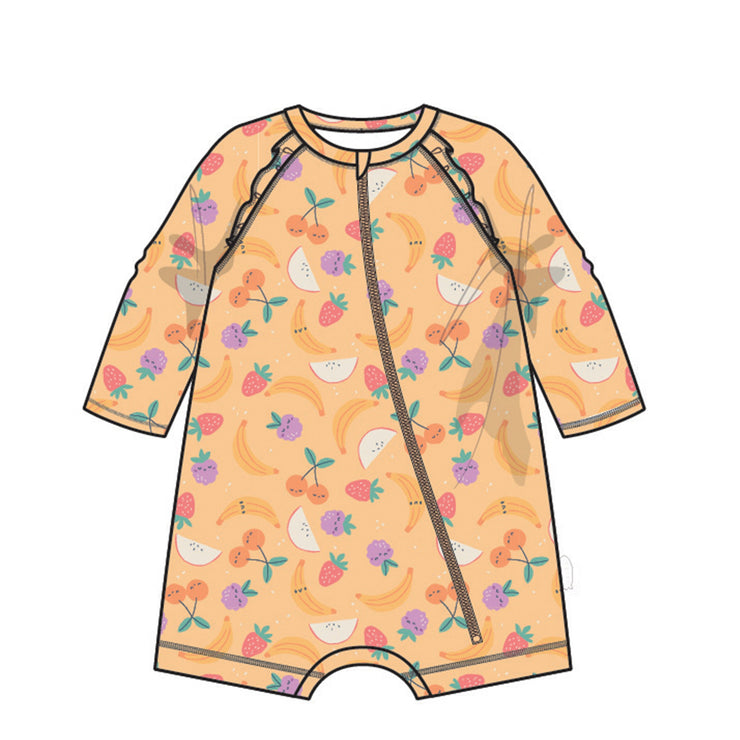 Maillot de bain une pièce jaune à motifs fruités, bébé