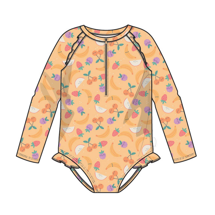 Maillot de bain une pièce jaune à motifs fruités, enfant