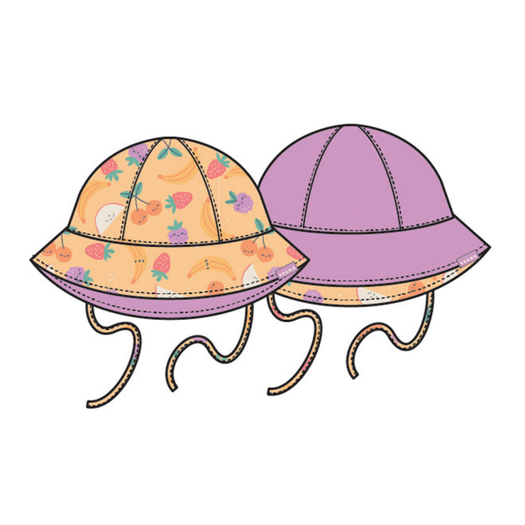 Chapeau de soleil réversible jaune à motifs fruités, bébé