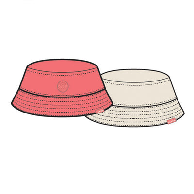 Chapeau de soleil réversible rose corail et crème, enfant 