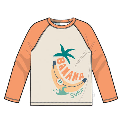 T-shirt de bain crème et orange avec illustration, enfant 