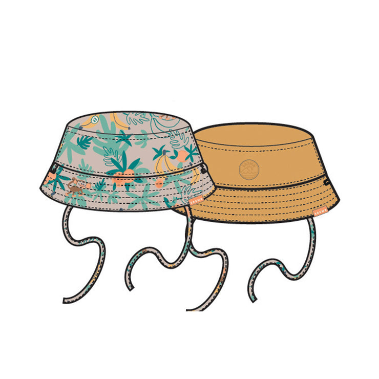 Chapeau de soleil réversible beige à motifs tropicaux, bébé