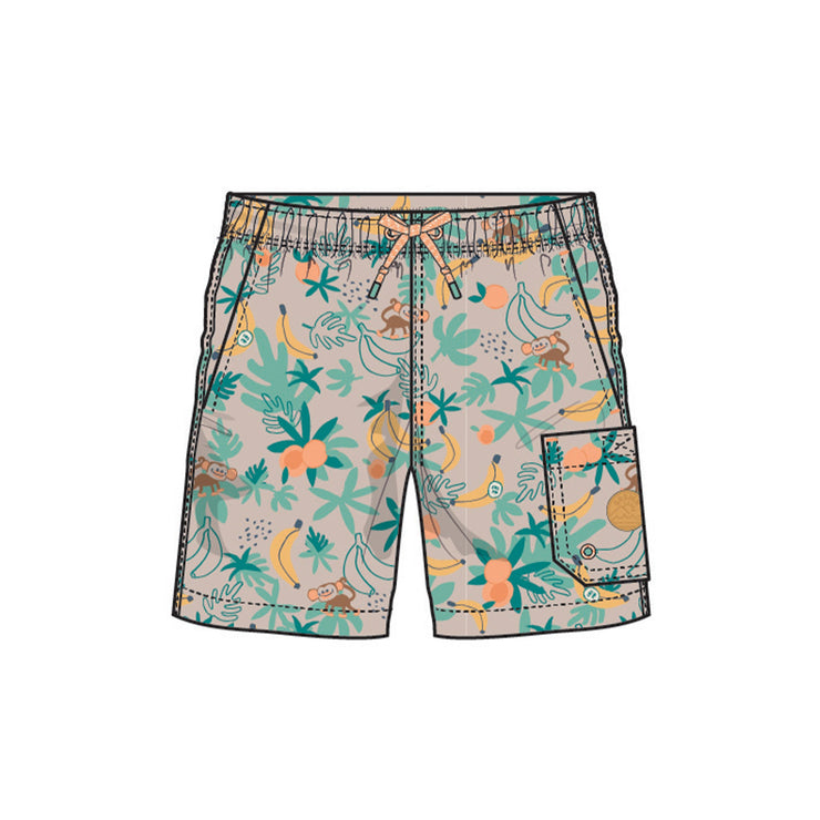 Image du bermuda de bain beige à motifs tropicaux, enfant 