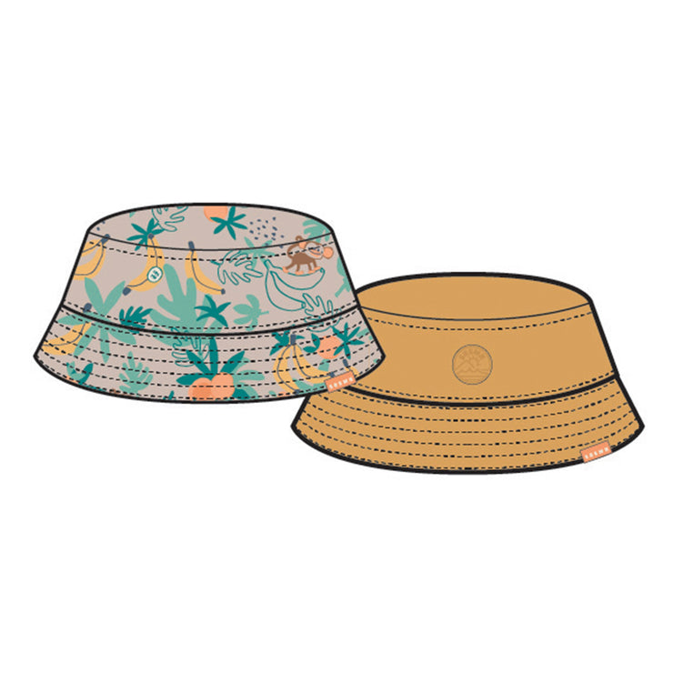 Image du chapeau de soleil réversible beige à motifs tropicaux, enfant  