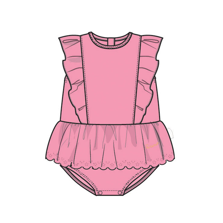 Image du maillot de bain une pièce rose avec volants, bébé