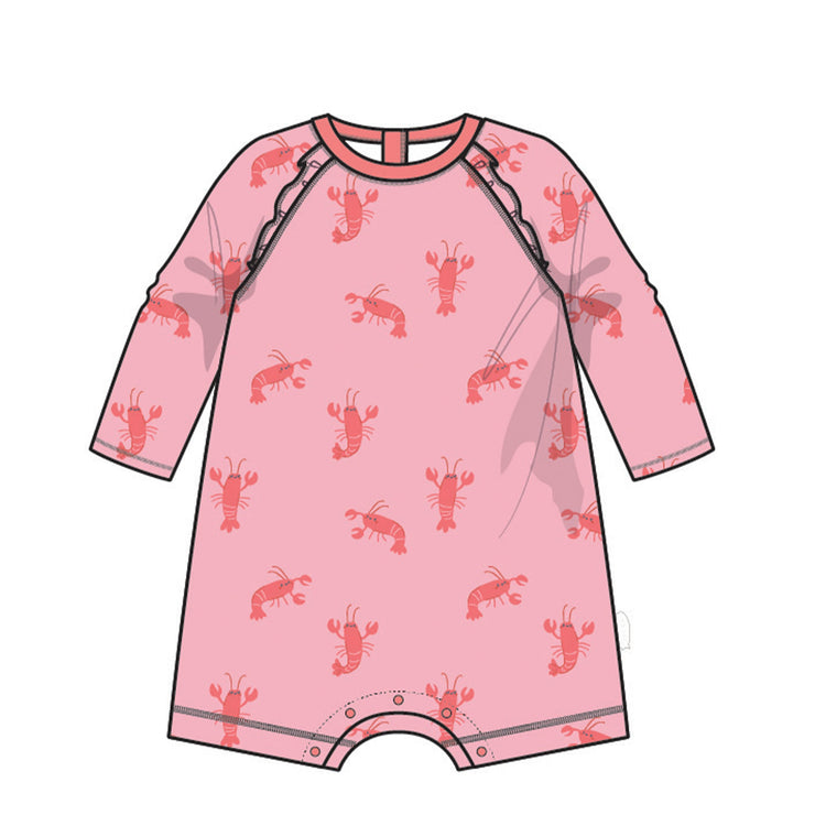 Maillot de bain une pièce rose à motifs de homards, bébé 