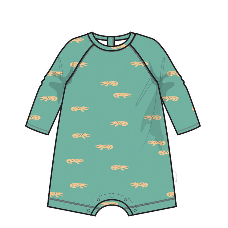 Maillot de bain une pièce turquoise à motifs de crocodiles, bébé