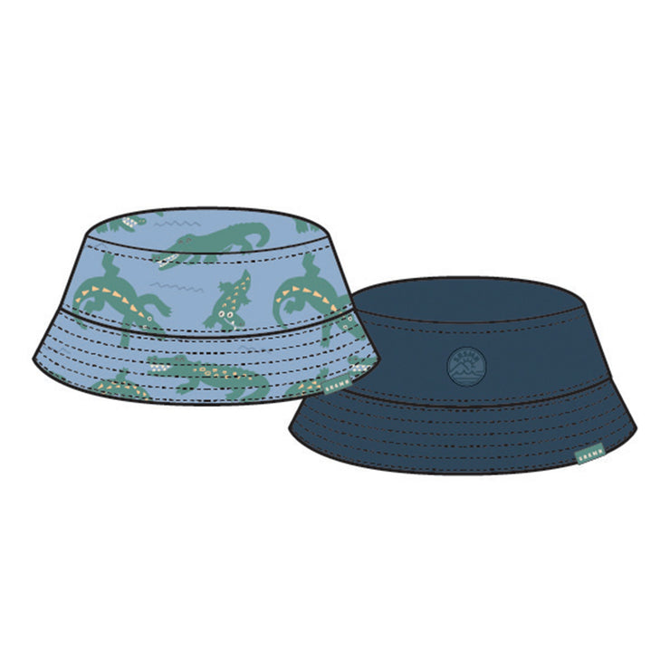 Image du chapeau de soleil réversible bleu à motifs de crocodiles, enfant