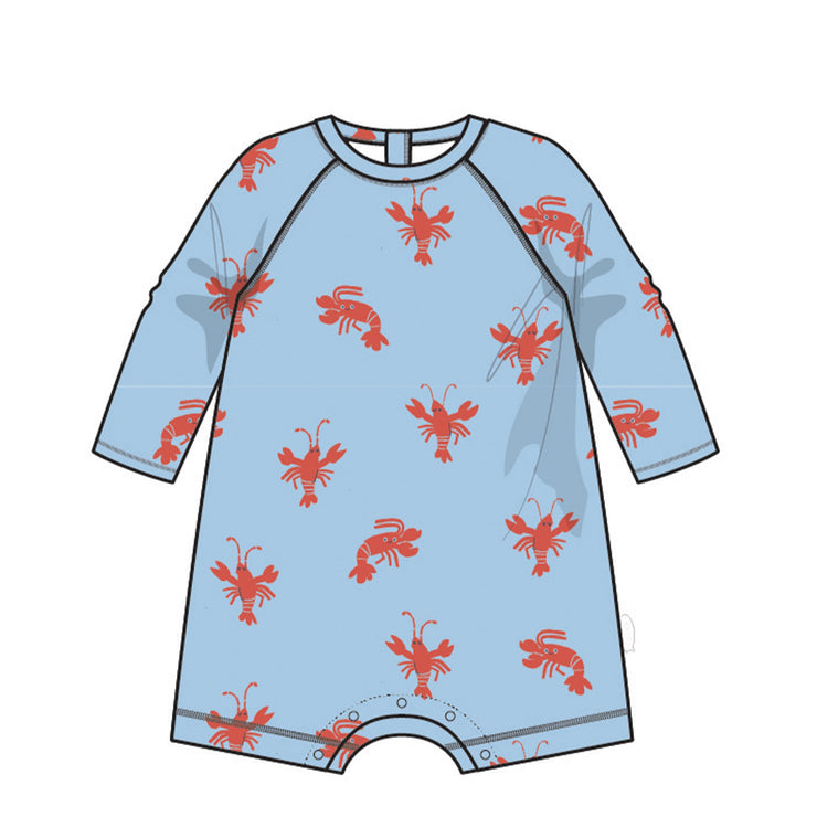 Maillot de bain une pièce bleu pâle à motifs de homards, bébé 