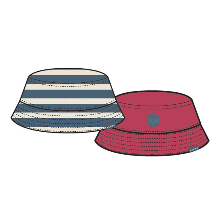 Chapeau de soleil réversible bleu et crème à rayures, enfant 