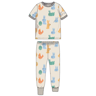 Pyjama deux pièces crème à motifs de Pâques, enfant