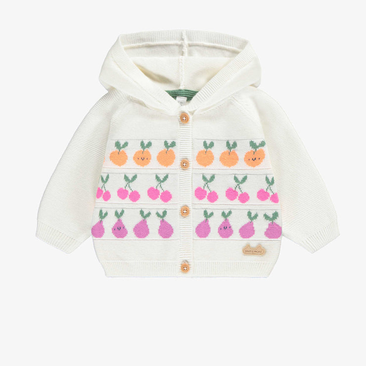 Cardigan crème en tricot avec motifs jacquard, naissance 