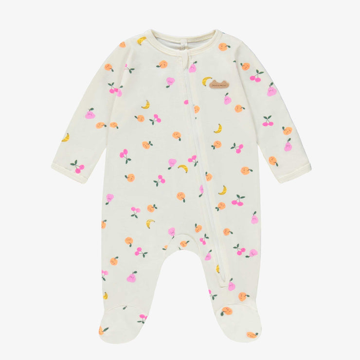 Pyjama une pièce crème à motifs fruités, naissance 