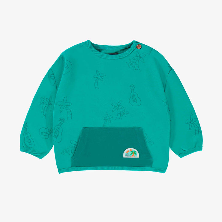 Chandail turquoise à motifs de palmiers et guitares, bébé 