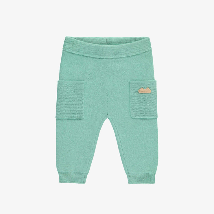 Pantalon turquoise en tricot, naissance
