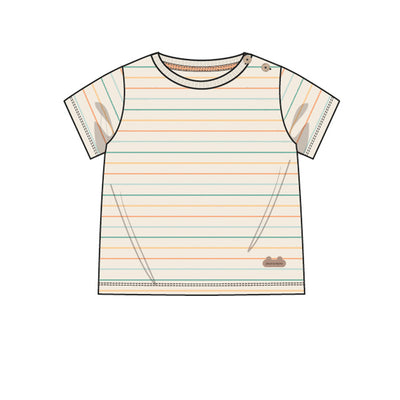 T-shirt crème à rayures colorées, naissance