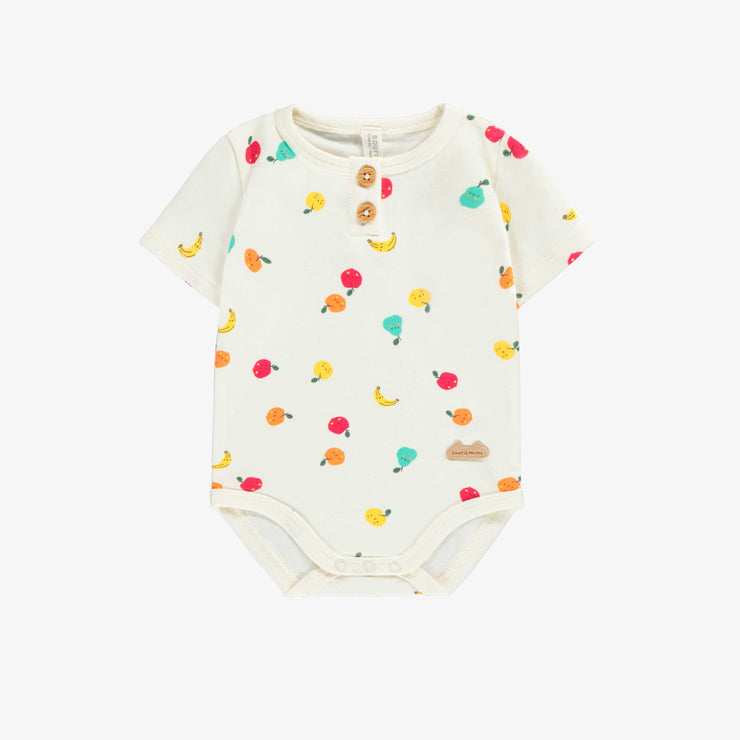 Cache-couche crème à motifs fruités, naissance