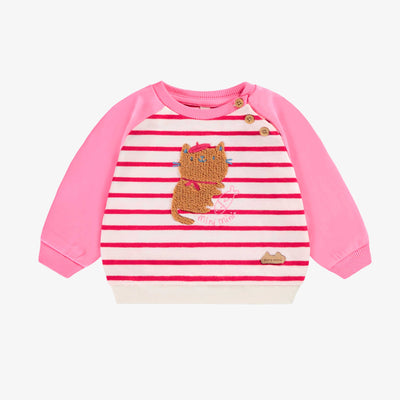 Chandail rose et crème avec rayures et illustration, naissance  