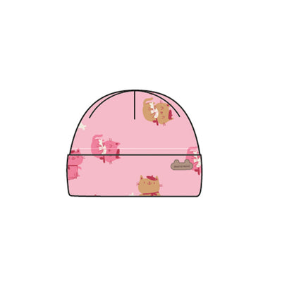 Bonnet rose à motifs de chats, naissance