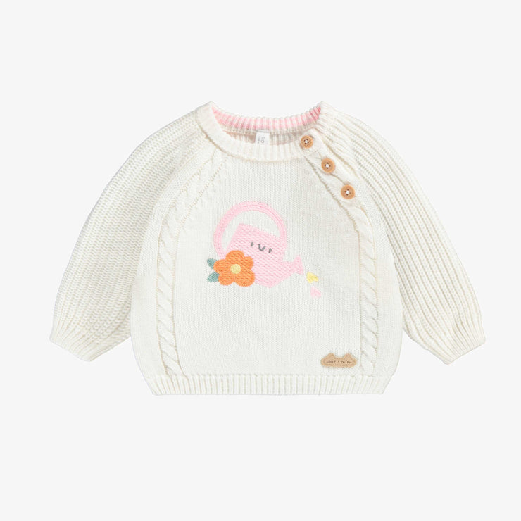Chandail crème en tricot avec arrosoir, naissance