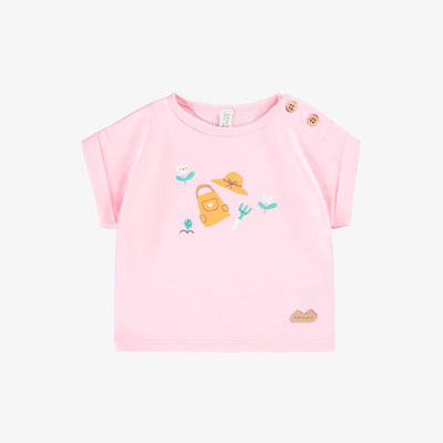 T-shirt rose avec illustration, naissance