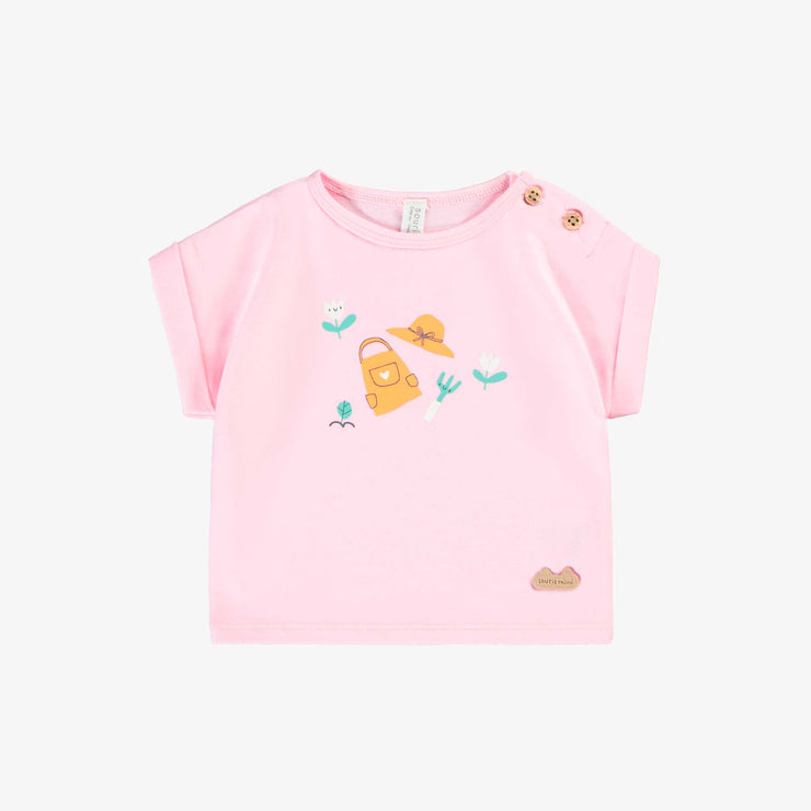 T-shirt rose avec illustration, naissance