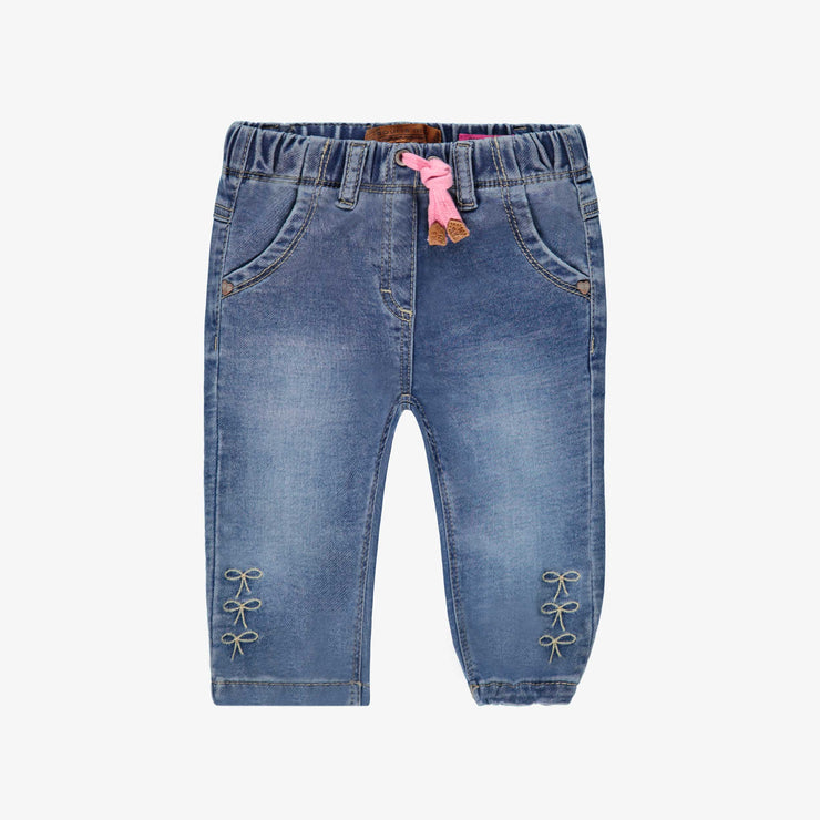 Jean bleu avec broderies de boucles, bébé