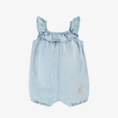 Salopette bleu pâle en denim à rayures, naissance  