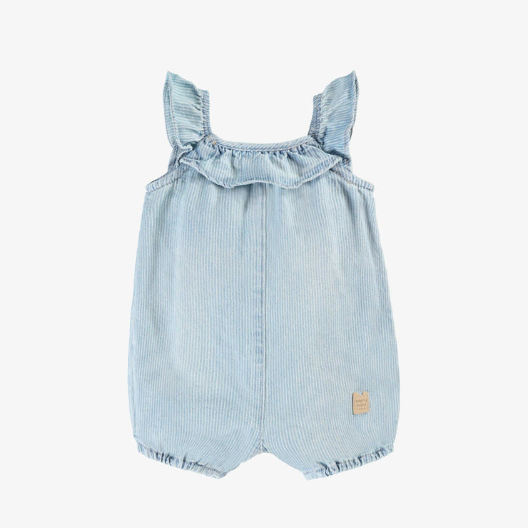 Salopette bleu pâle en denim à rayures, naissance  