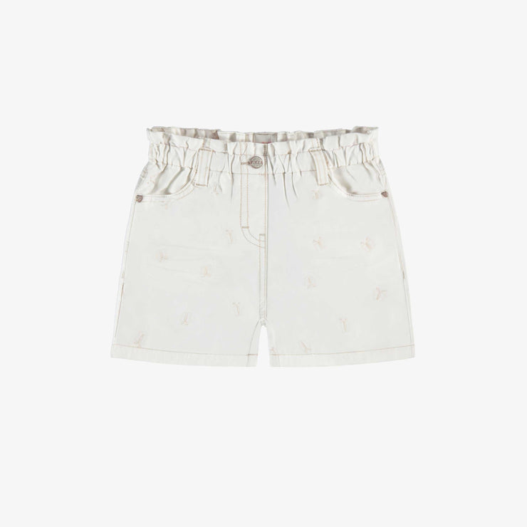 Short crème en denim avec broderies de papillons, enfant 