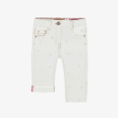 Jean crème avec broderies de papillons, bébé