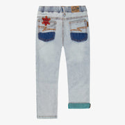 Dos du jean bleu pâle avec écusson étoile, enfant 
