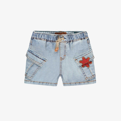 Short bleu pâle en denim avec écusson étoile, bébé 