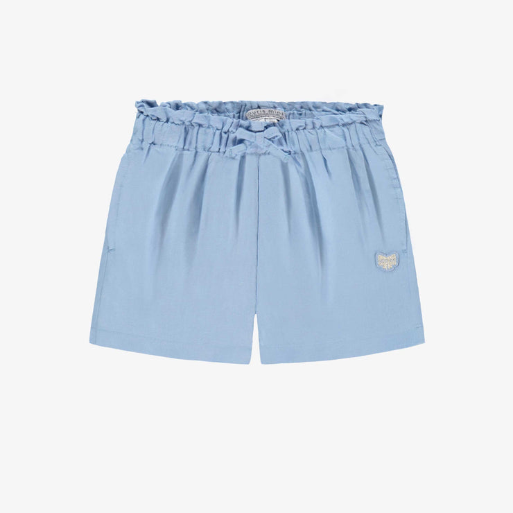 Short bleu en coton et lin, enfant 