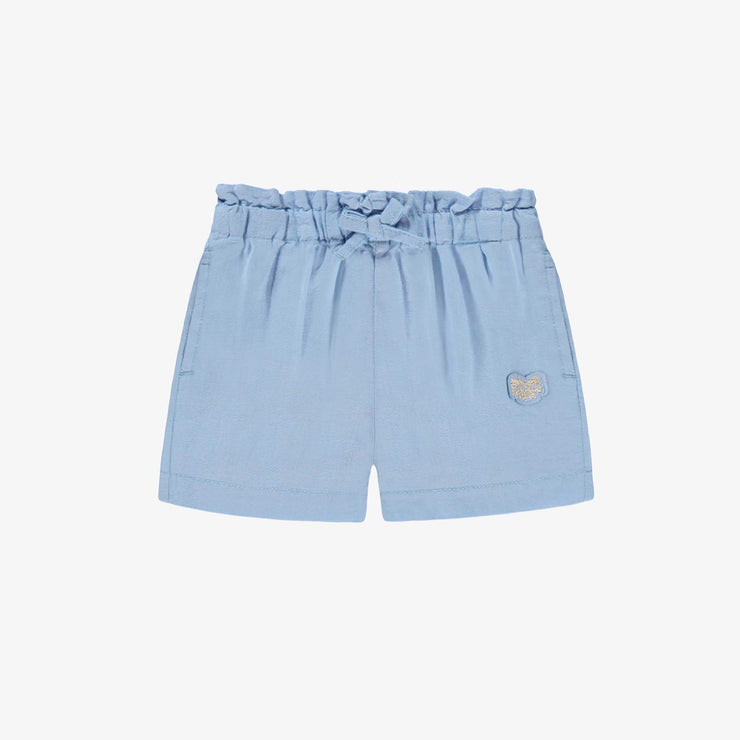 Short bleu en coton et lin, bébé