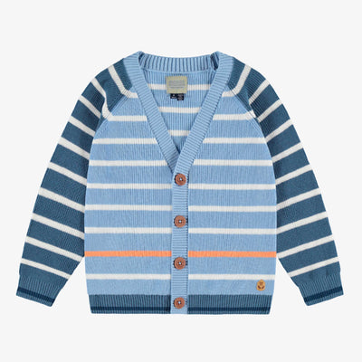 Cardigan bleu en tricot torsadé, enfant  