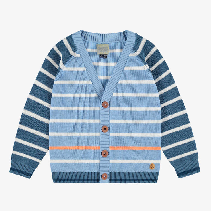 Cardigan bleu en tricot torsadé, enfant  