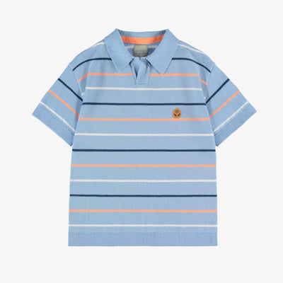 Polo bleu en tricot avec rayures, enfant 