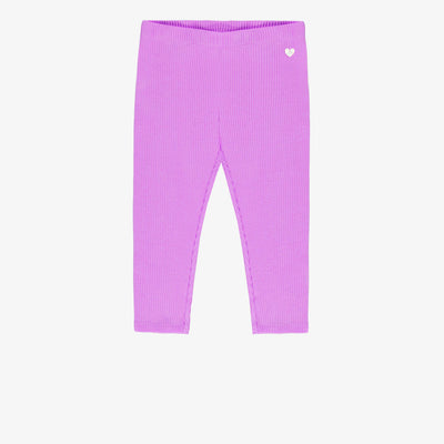 Legging mauve en tricot côtelé longueur ¾, enfant