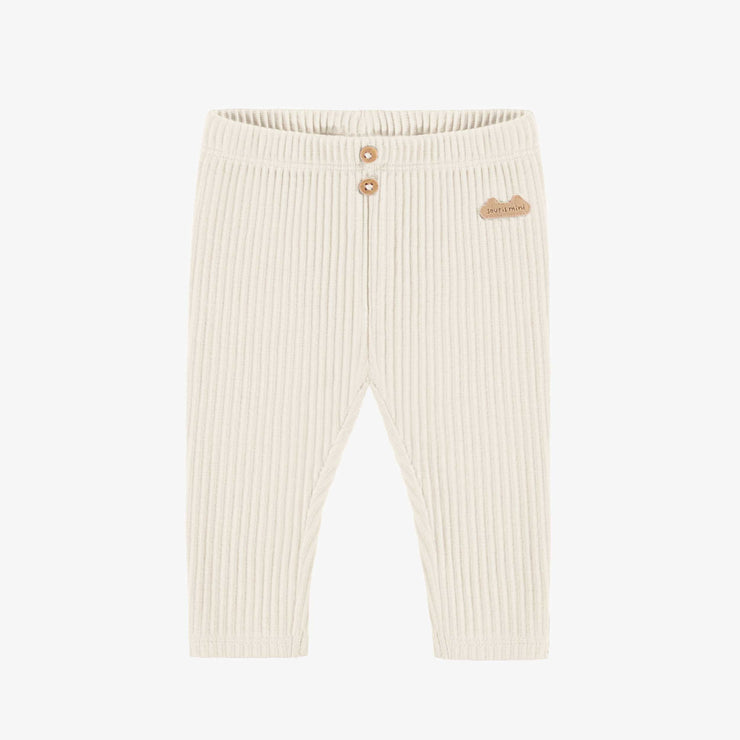 Legging crème en tricot côtelé longueur 3/4, naissance
