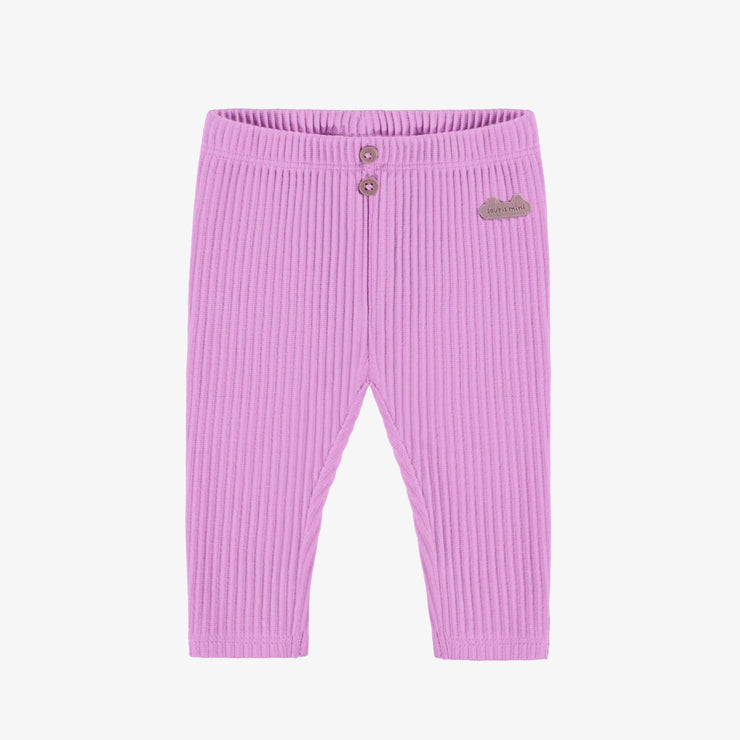 Legging mauve en tricot côtelé longueur 3/4, naissance