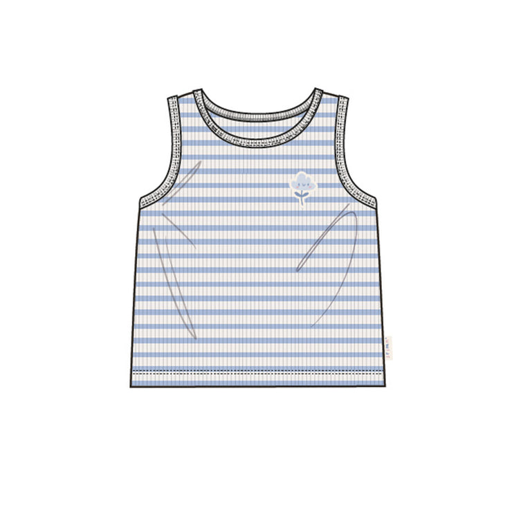Camisole blanche à rayures bleues, bébé