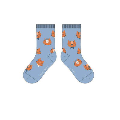 Chaussettes bleues à motifs de tigres, enfant || Blue socks with tiger patterns, child
