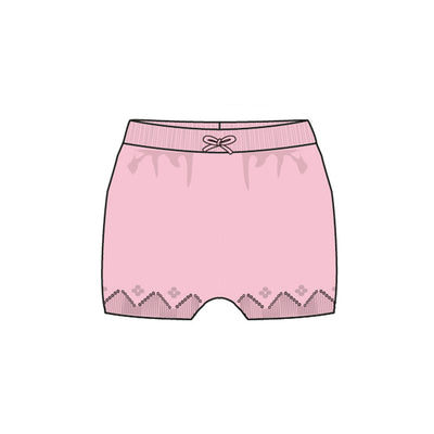 Short rose en tricot à motif pointelle, naissance