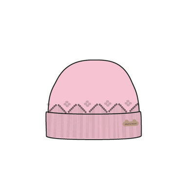 Chapeau rose en tricot à motif pointelle, naissance