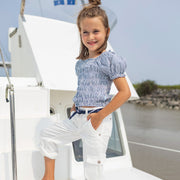 Blouse à rayures et nid d'abeille, enfant