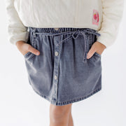 Jupe évasée bleu moyen en denim lyocell, enfant