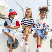 Chandail en tricot crème à rayures, enfant